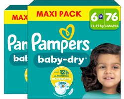Pampers Baby-Dry luiers - Maat 6+ (14-19 kg) - 152 stuks (2 x 76) - Stop & Protect