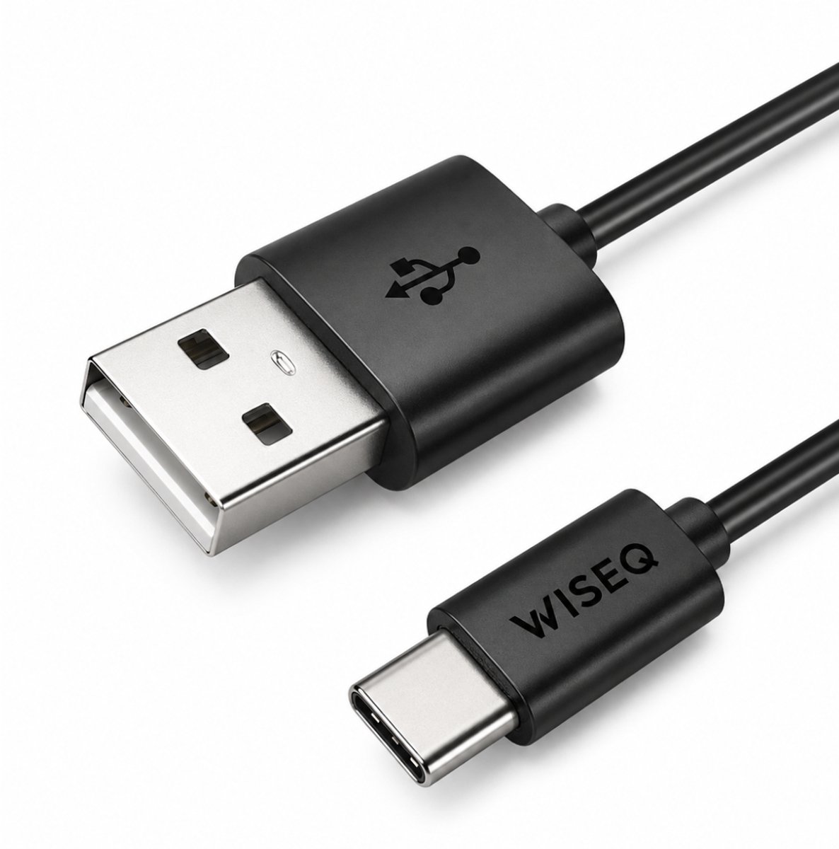 USB C oplaadkabel 1 meter – USB A naar USB C kabel – geschikt voor iPhone 17/16/15 en Samsung – zwart – WiseQ