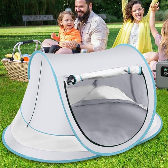 Baby Strandtent - 110x70x50cm - Pop-up Babytent - met UPF50+ Uv-Bescherming - Draagbare Baby Strandtent - Winddicht Reistentje voor Peuters - Compact Opvouwbare Schaduwtent - voor Tuin en Camping - Grijs — afbeelding 4