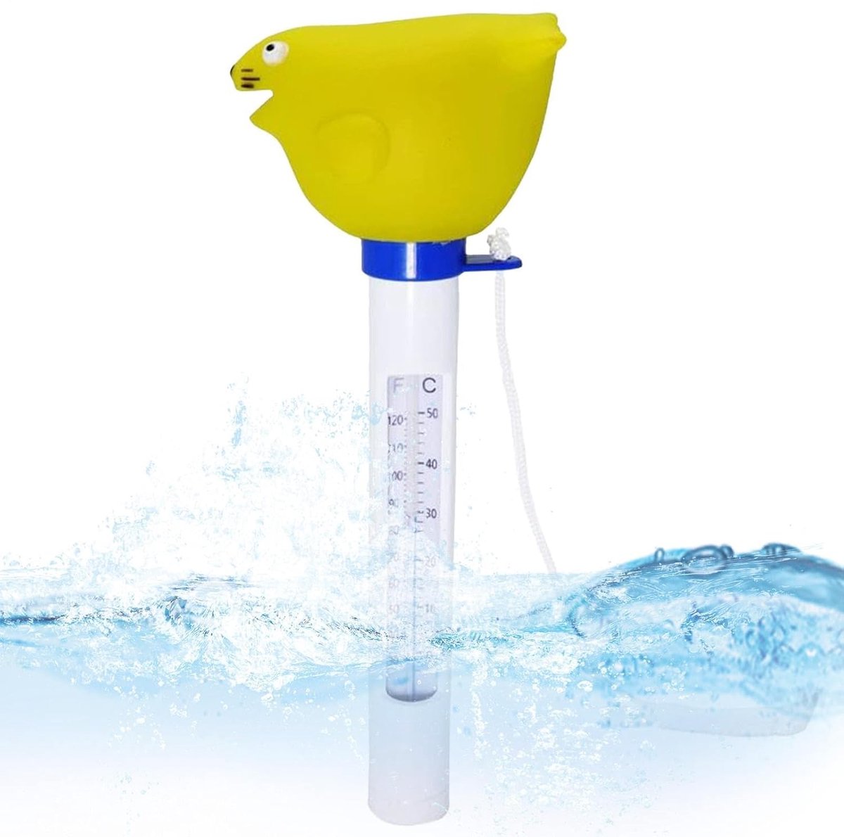 Drijvende Water Temperatuurmeter - Zwembad Thermometer - Water Temperatuur Meten - Dierenvormig Drijvend - 21.7 Centimeter - Geel