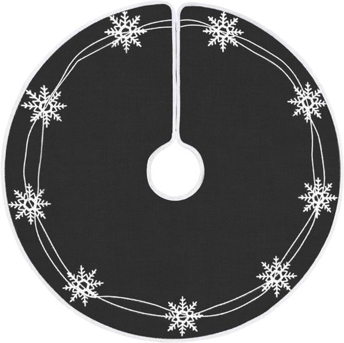 Deken voor kerstboom met witte sneeuwvlok en zwart rok, 75 cm