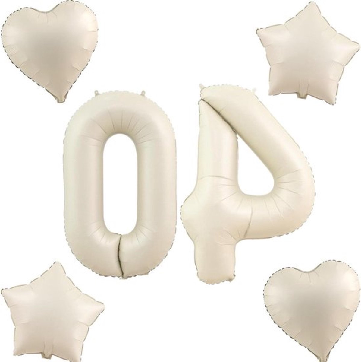 Beige ballonnen + 4 stuks hart/ster folieballon - Cijfer 40