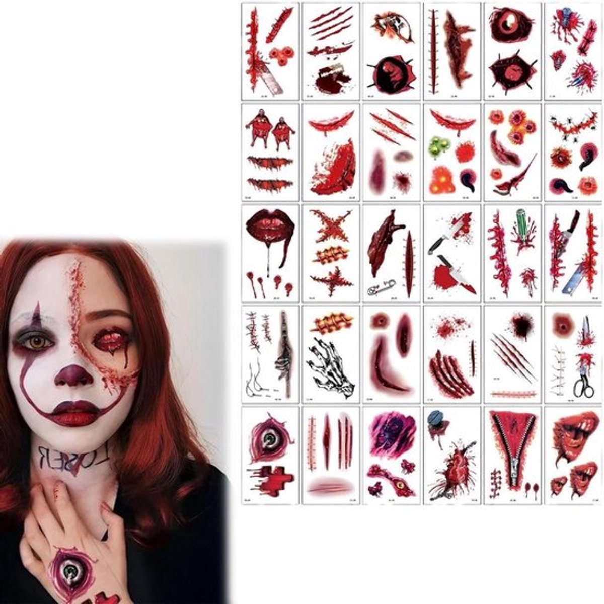 Halloween carnavalskostuum stickers littekens wonden - Allecto Plus