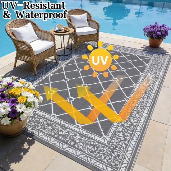 Outdoor Patio Kleed - Tuin Tapijt - Buiten Leven - Waterdicht UV-bestendig - 180 x 270 cm - Grijs van OutDoor — afbeelding 4