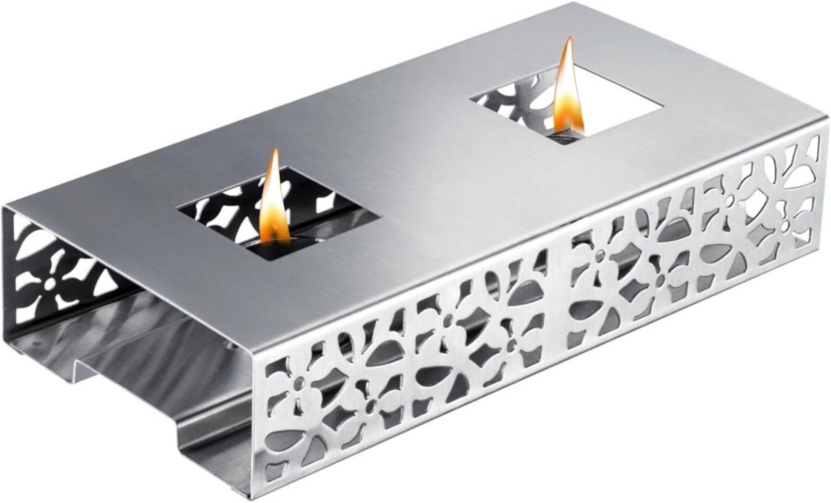 Voedselwarmer - Warmhoudplaat - Gerechten Warm Houden - Met Theelichthouders - 24 x 12 cm - Zilver