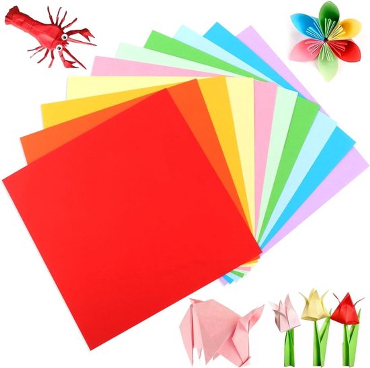 Kleurrijk Origami-papier 200 vellen 20 x 20 cm - Inovra Plus