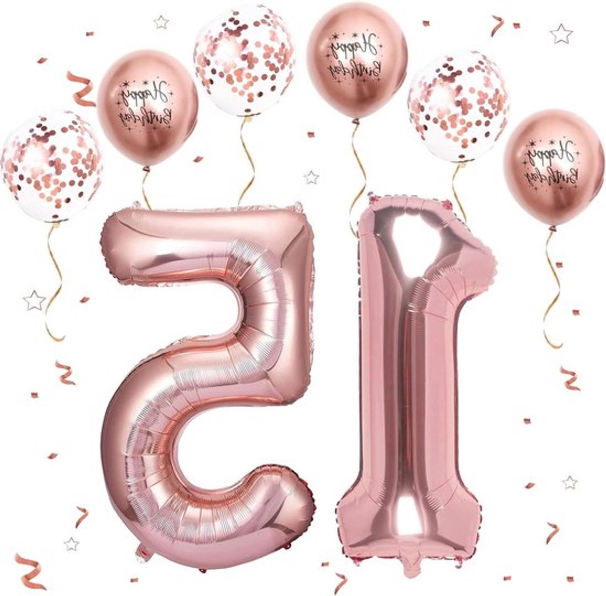 Grote Roségouden Verjaardagsballon met Cijfer 15 - Allecto Plus