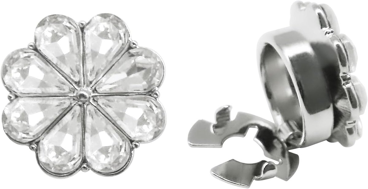 Rhinestone Knopenhoezen Decoraties, Zilveren Bloem Knopenhoezen voor Dames, Cristal Clip-on Knopenhoezen voor Blouses en Jurken, Elegante Accessoires voor Mode
