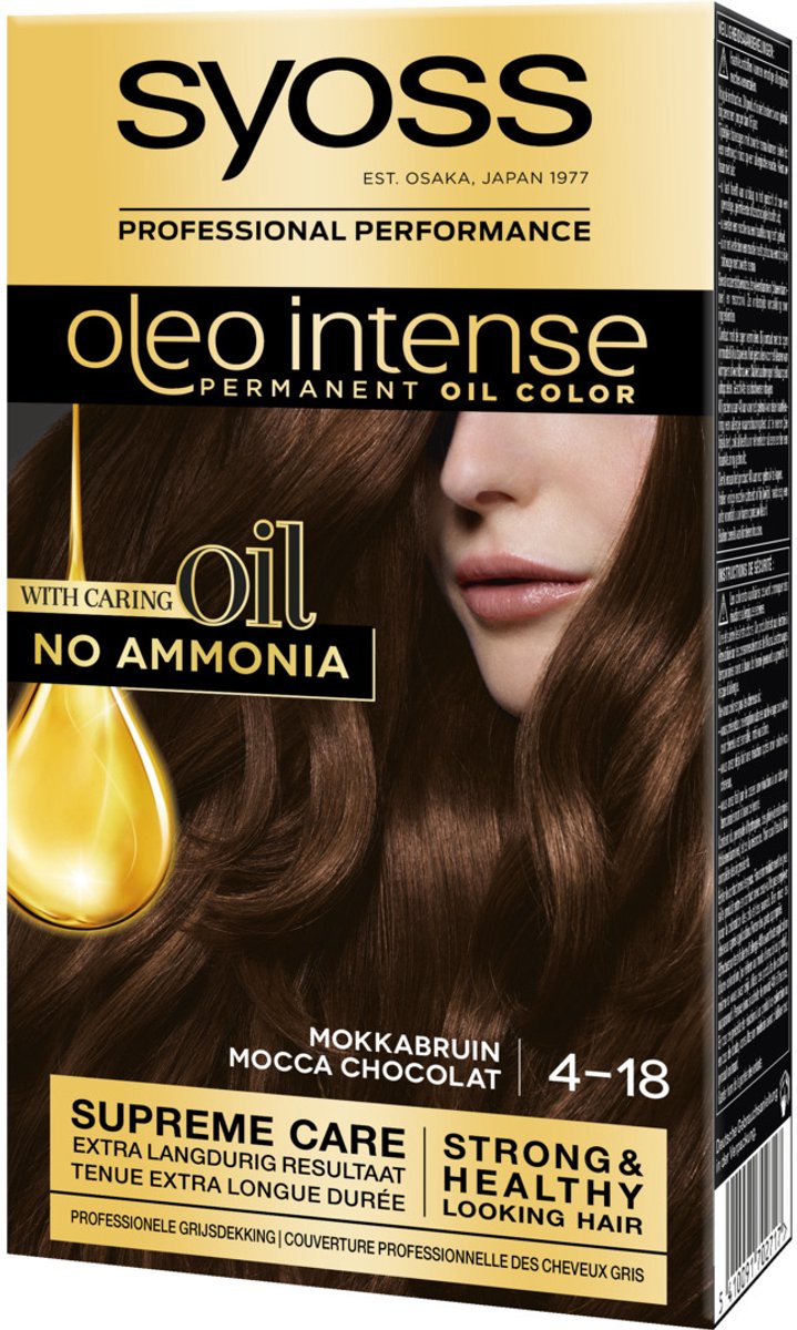 Bol.com Syoss Oleo Intense 4-18 Haarverf - Mokkabruin - Permanente Haarkleuring - Ammoniakvrij - Met Voedende Oliën - 100% Grijs... aanbieding