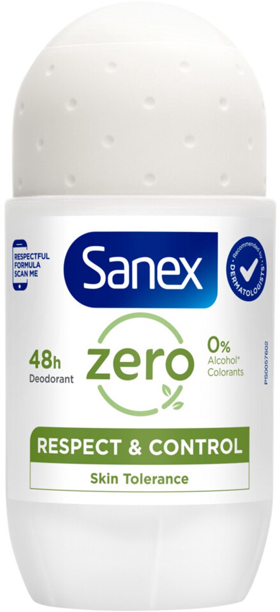 Bol.com Sanex Zero% - Deodorant Roller - 24h Beschermend - 0% Aluminiumzouten & Alcohol - Respect & Controle - 50 ml aanbieding