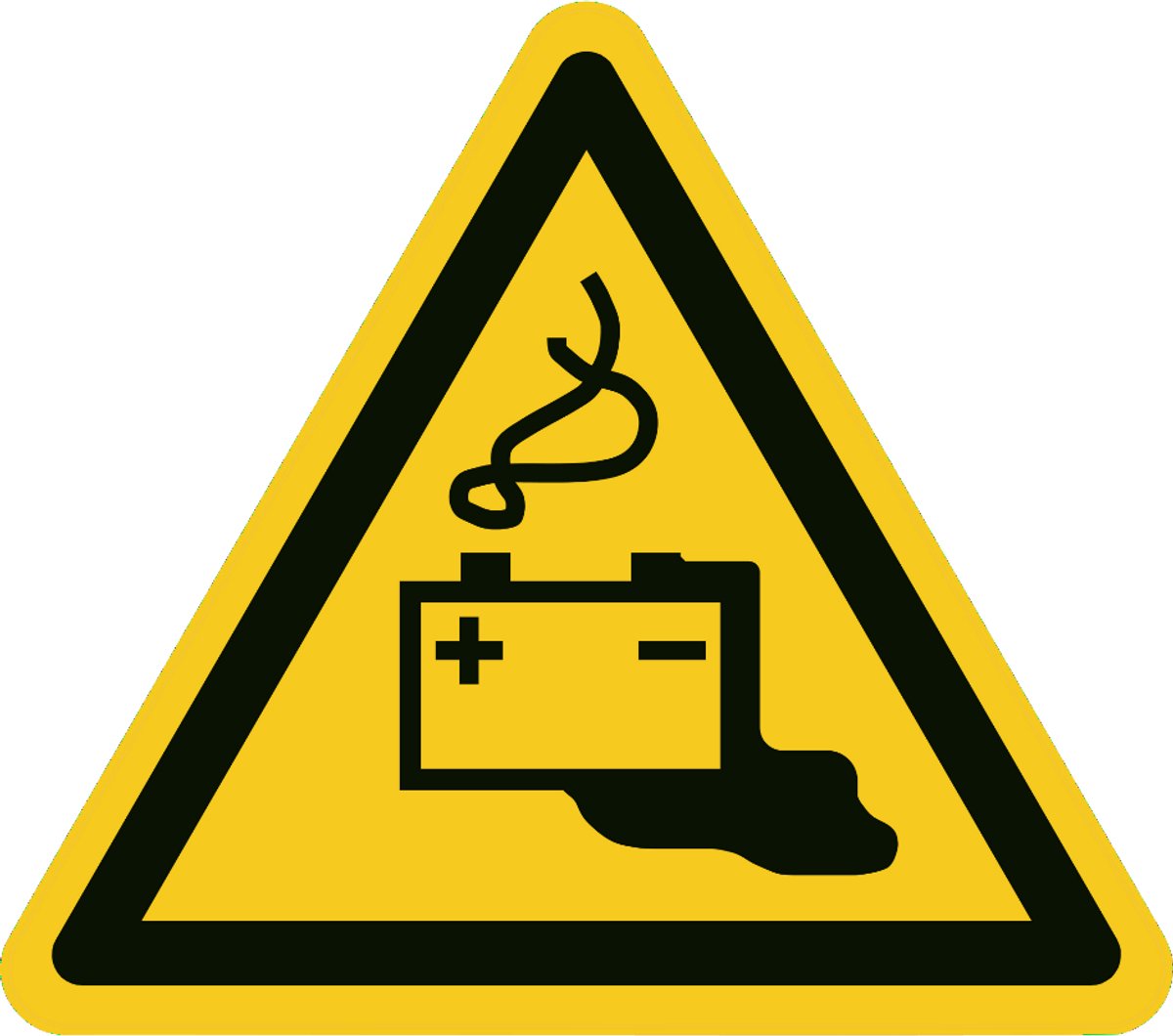 Waarschuwings/Gevaarssticker W026 – Batterij Opladen – Sticker – 200x200 mm – NEN3011 – ISO 7010