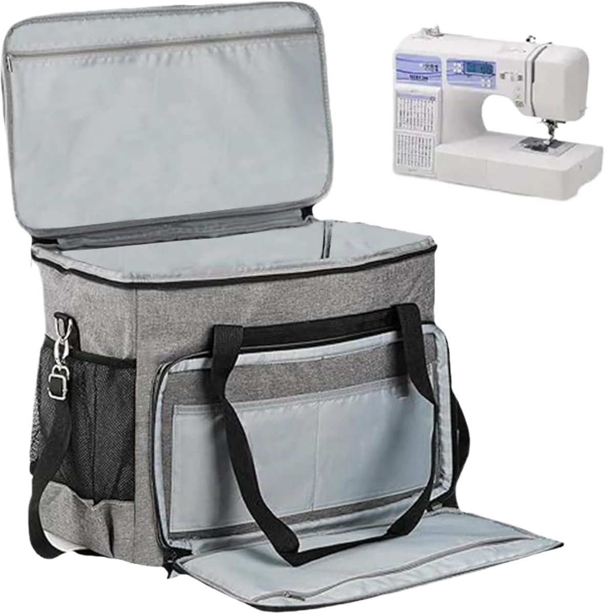 Naaimachine tas - Opbergkoffer - Naaibenodigdheden opbergen - Grote capaciteit - 42 x 33 x 26 cm - Grijs