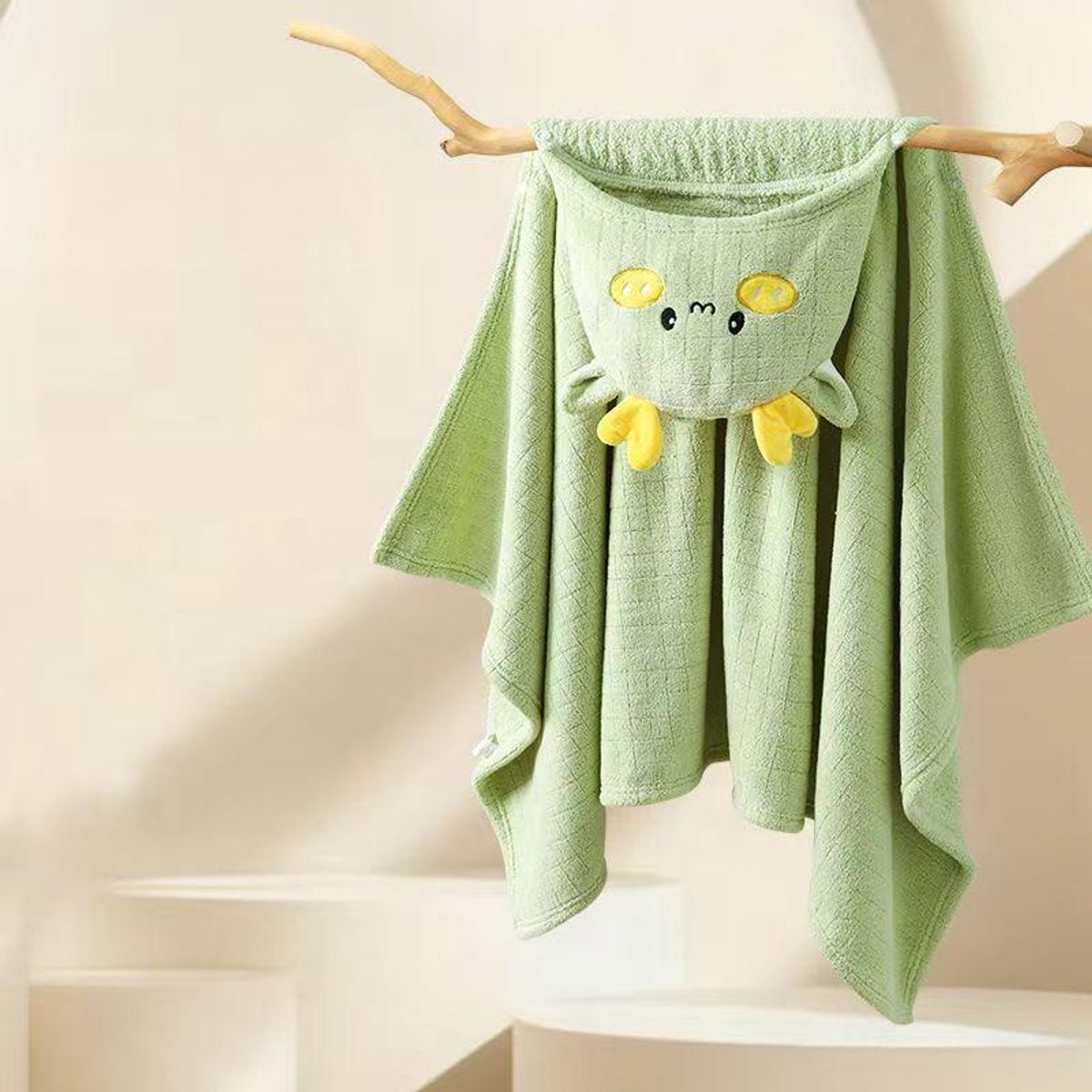 Babybadjas met capuchon, 2-delige set, superabsorberende babybadhanddoek, hoogwaardig koraalfleece, babybadhanddoek,Sprookjeshert - 70*140cm