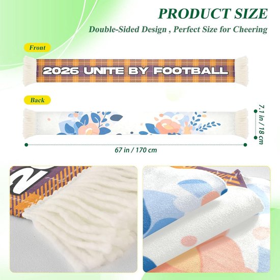 Gebreide Sjaal - Sport Sjaal - Wedstrijden Aanmoedigen - Sneldrogende Stof - 70 x 18 cm - Wit — afbeelding 3