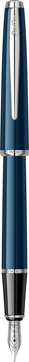 Scrikss Vintage 33 vulpen iridium punt | Plexiglas behuizing met kromgecoate metalen details | Blauw