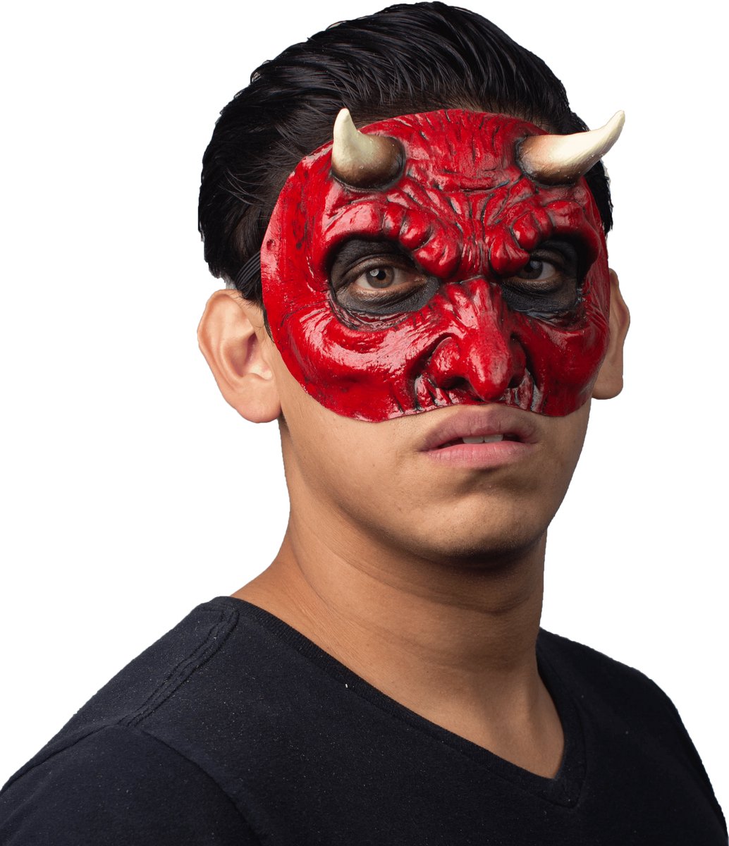 Partychimp Masker Duivel Halve Masker Eng Masker Carnaval Halloween - Latex