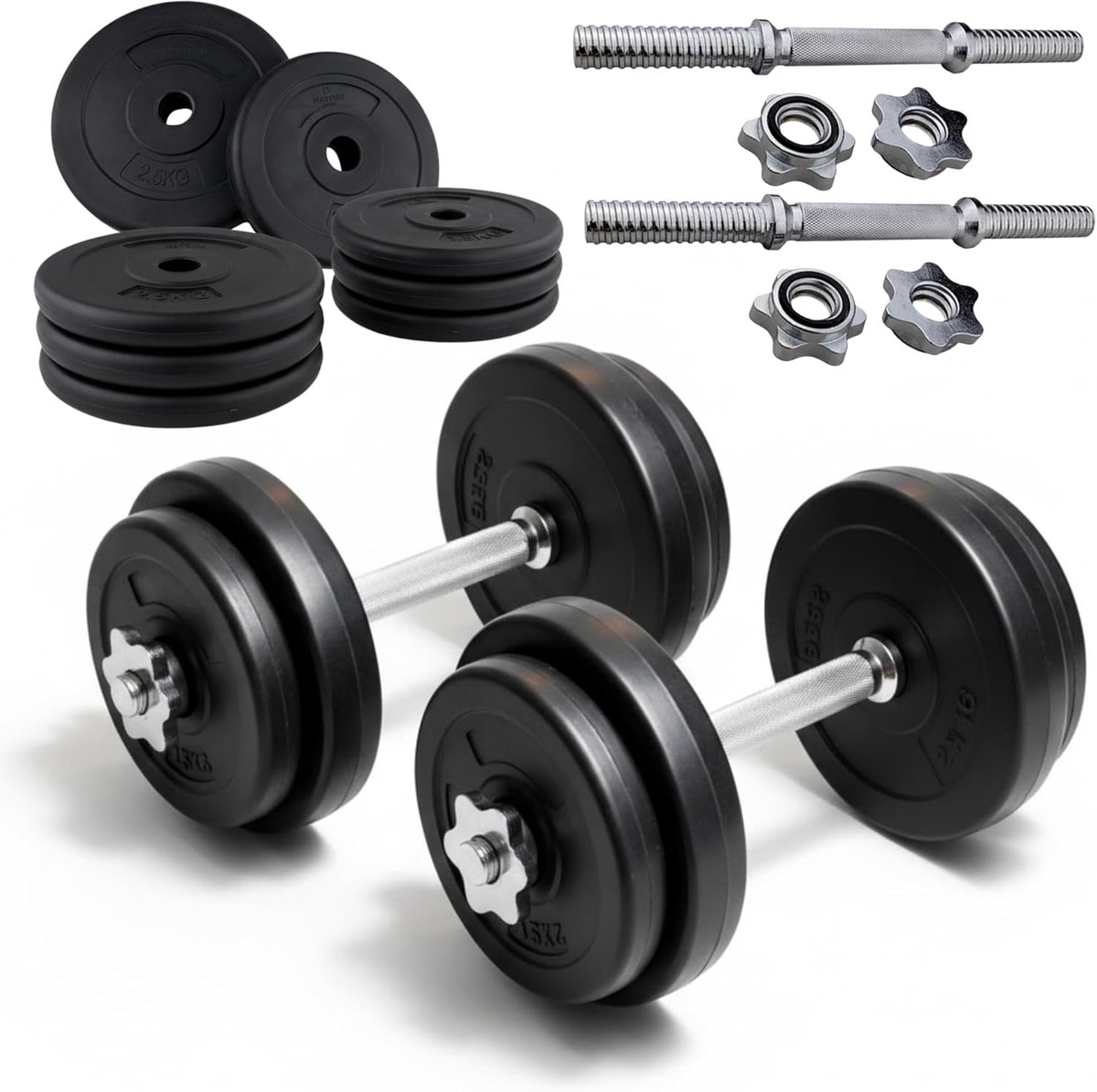 Verstelbare Dumbbell Set - Halterset - Thuis Krachttraining - Snel Gewicht Aanpassen - Tot 2x10 KG - Zwart