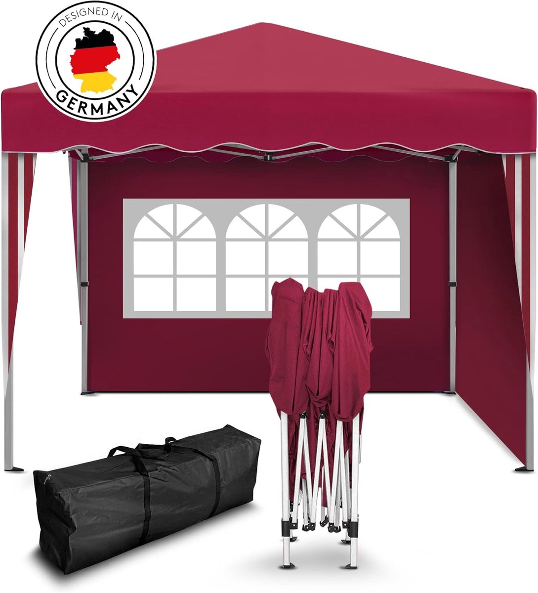 Pop-up Vouwtent - Feesttent Tuinpaviljoen - Buiten Feesten - Waterdicht Dak - 3 x 3 meter - Rood