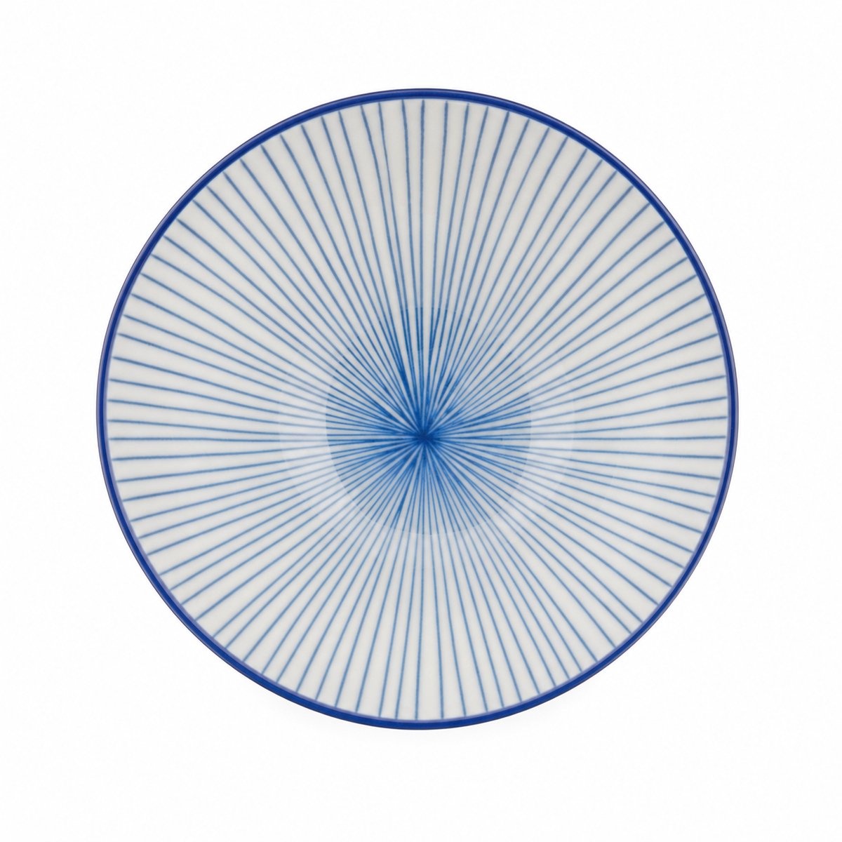 VESSIA Porseleinen kom 16 cm blauw-wit lijnendessin 4-delige