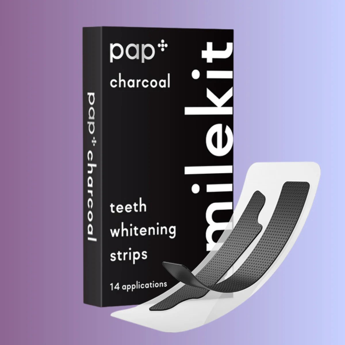 Smilekit PAP+ Houtskool Tandenbleekstrips – Peroxidevrij – 14 Behandelingen – Voor Wittere Tanden Zonder Gevoeligheid