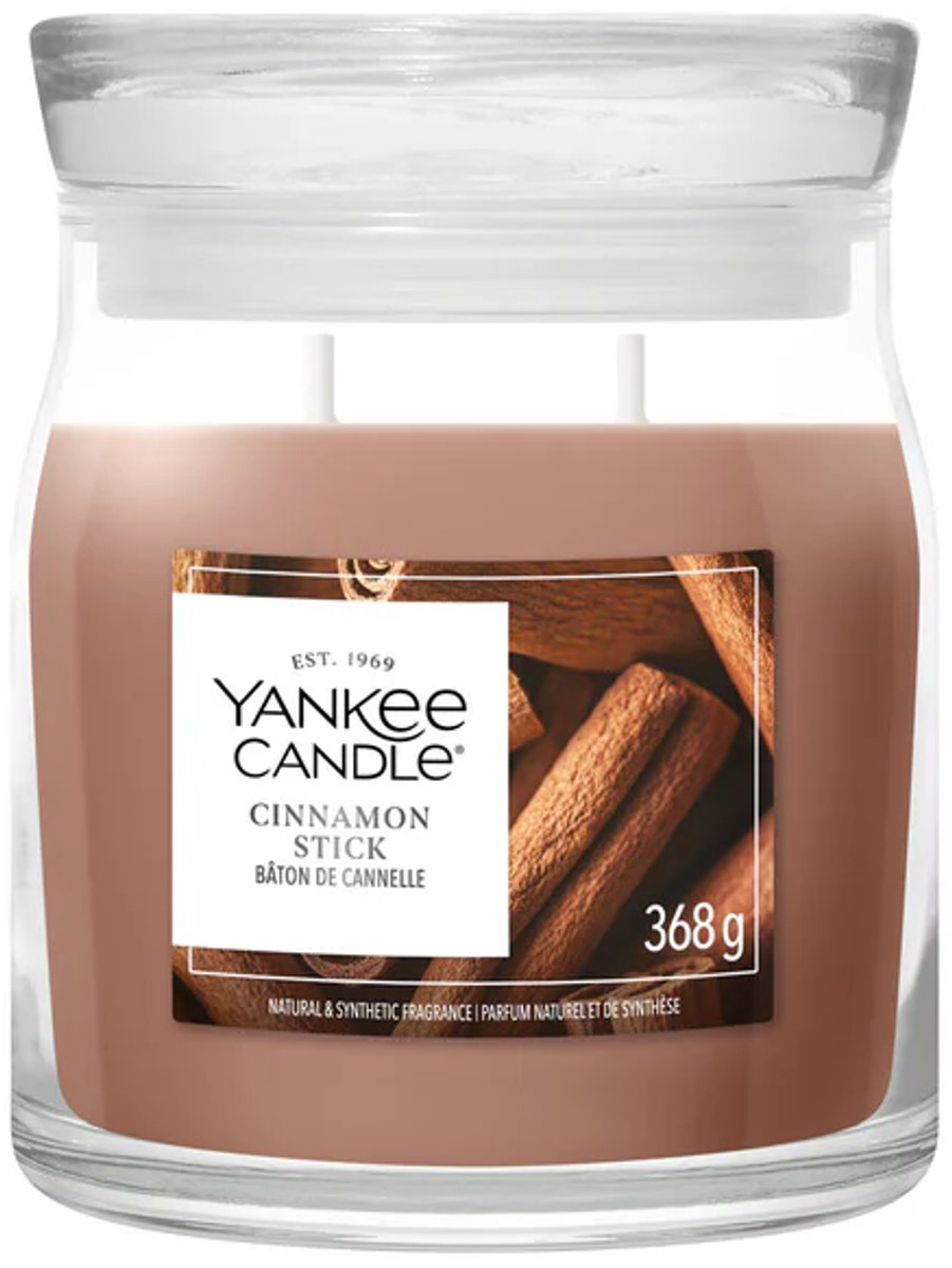 Yankee Candle Cinnamon Stick Medium Geurkaars - 50 branduren - 2 lonten Bruin