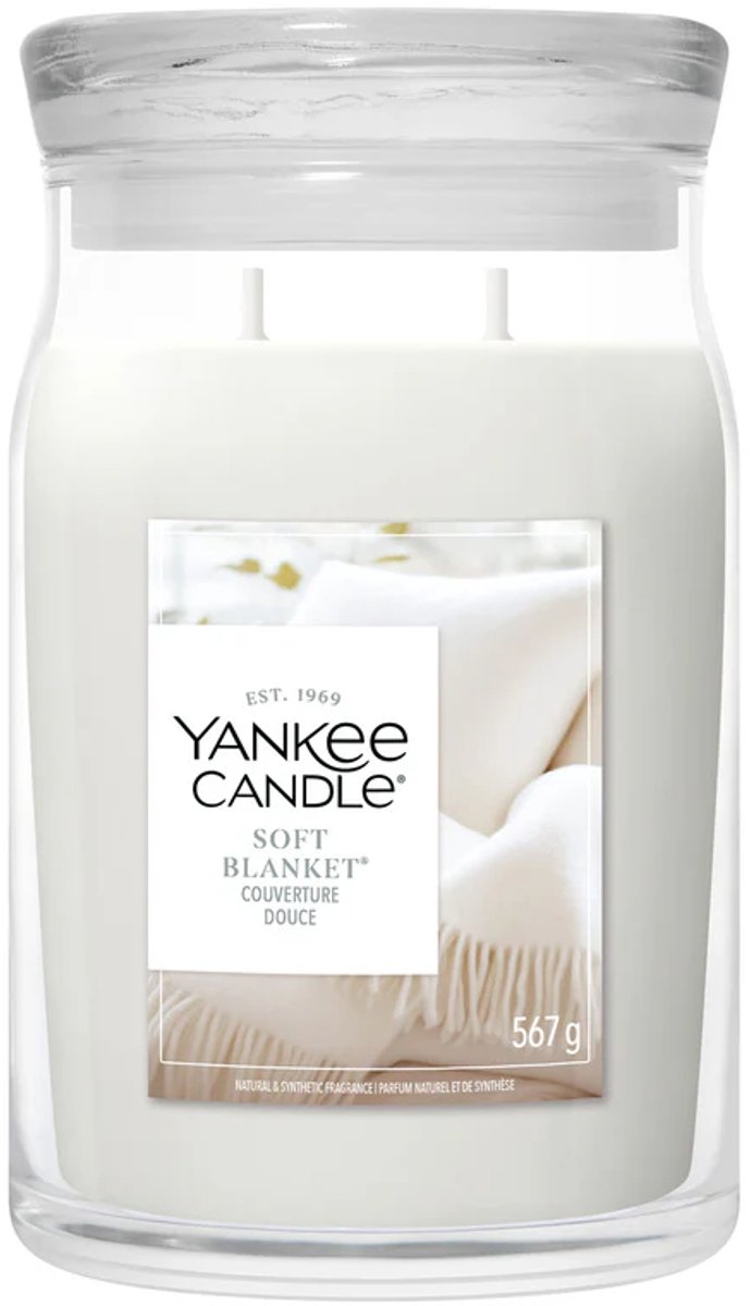 Yankee Candle Soft Blanket Large Jar Geurkaars - 90 branduren - twee lonten Wit
