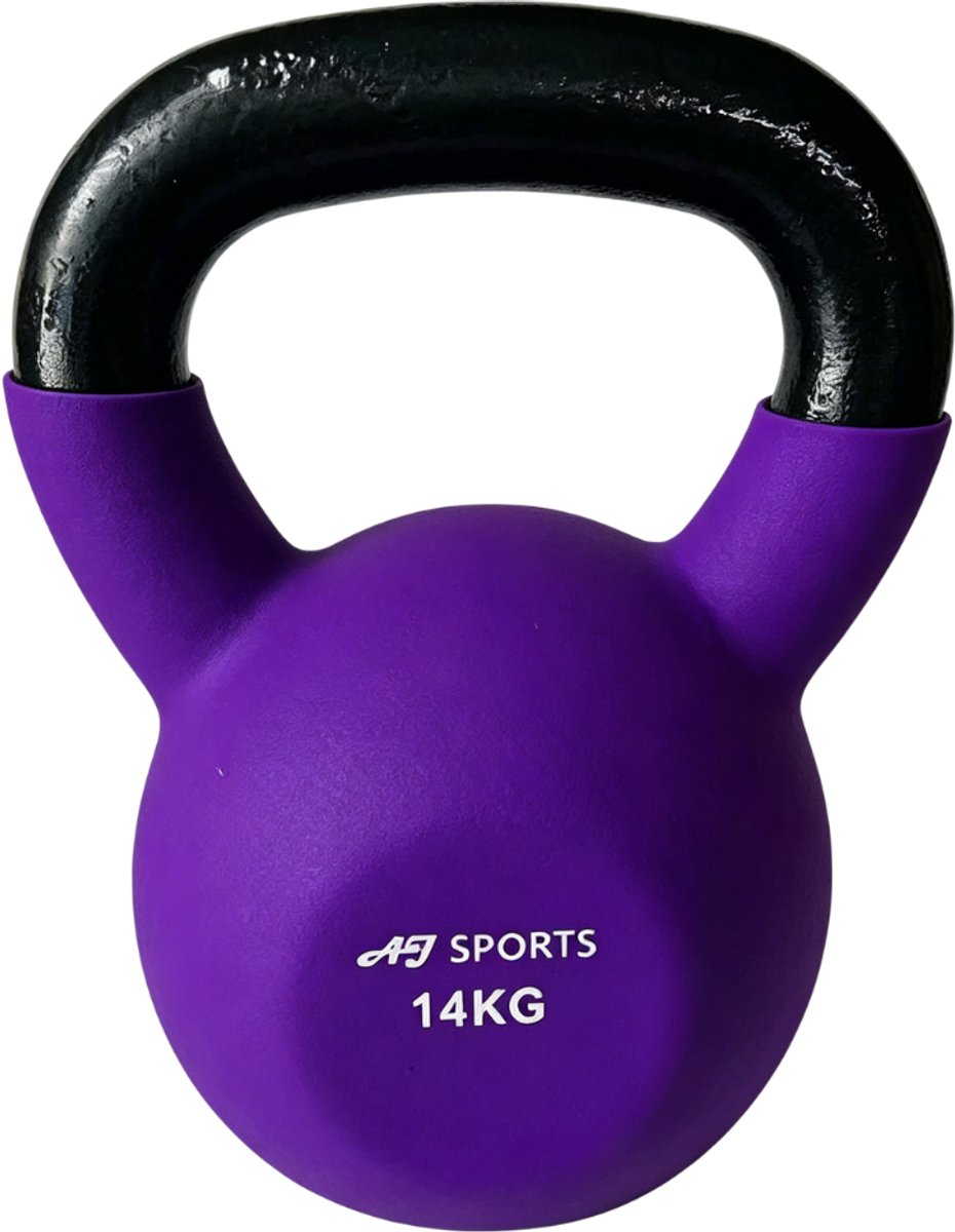 AJ-Sports Kettlebell 14 kg – Vinyl Gecoat Fitness Gewicht – Krachttraining, CrossFit & Full Body Workout – Met Brede Handgreep