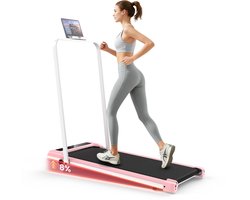 3 in 1 Opvouwbare loopband met 8% helling - Elektrische loopband - Wandelpad 1-10 km/u - 3,0 pk motor - met afstandsbediening - Roze