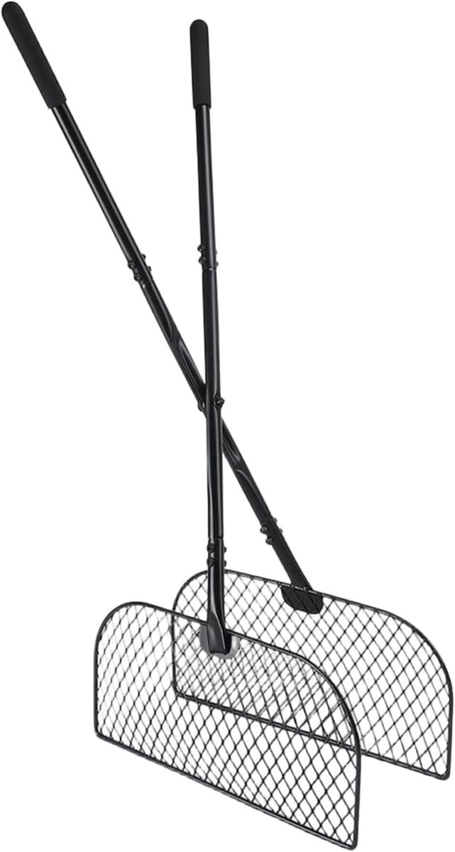 Tuinhark Lange Steel - Bladhark Vuilnisgrijper - Tuinonderhoud - Antislip Ergonomische Handgreep - 32W cm - Meerkleurig
