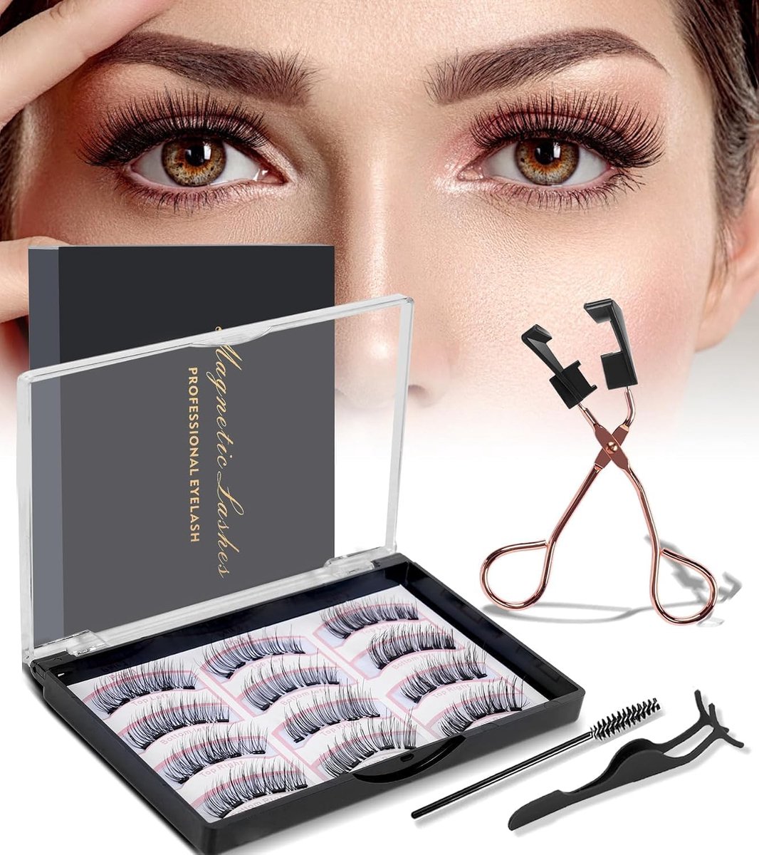Magnetische Wimpers - Valse Wimper Set - Snel Glamoureus Zien - Zonder Lijm - 3 Paar - Natuurlijk Zwart