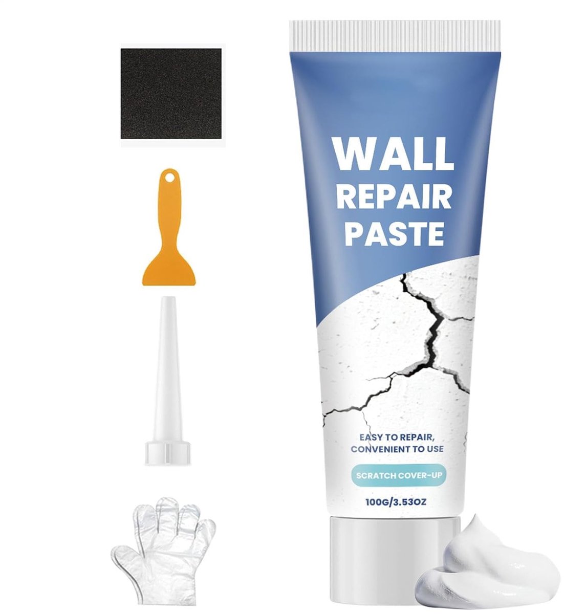Muur Reparatiepasta - Herstelkit Vuller - Scheuren Vullen - Sneldrogende Formule - 100g - Wit