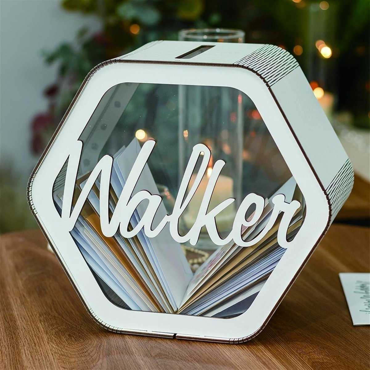 Bruiloft Kaartendoos - Houten Doos - Kaarten Verzamelen - Handgemaakt Ontwerp - 23 x 22 x 13 cm - Lichtgrijs