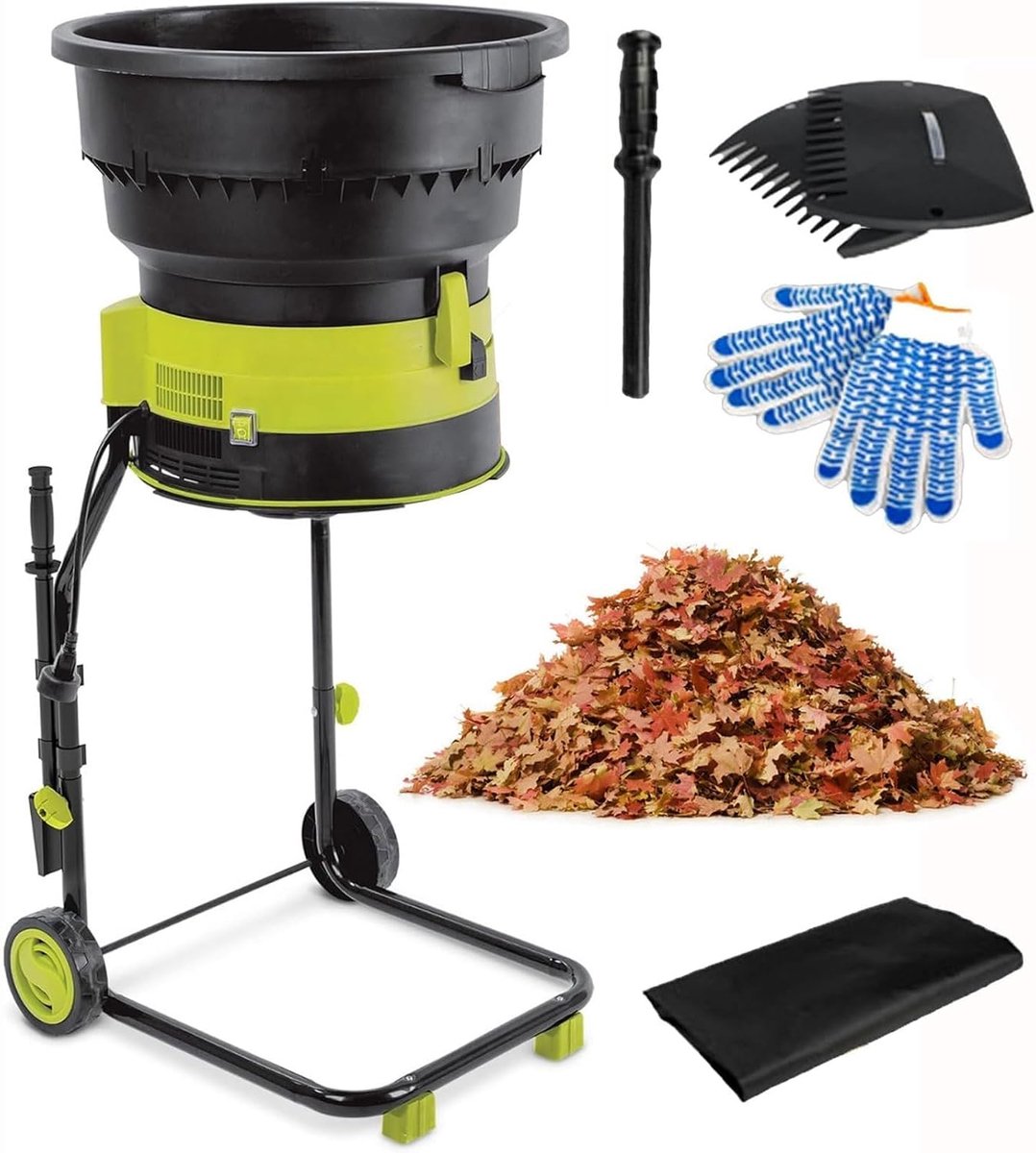 Elektrische Bladmulcher - Tuinversnipperaar Mulcher - Tuinafval Verwerken - Bladloze Technologie - 54cm Trechter - Zwart