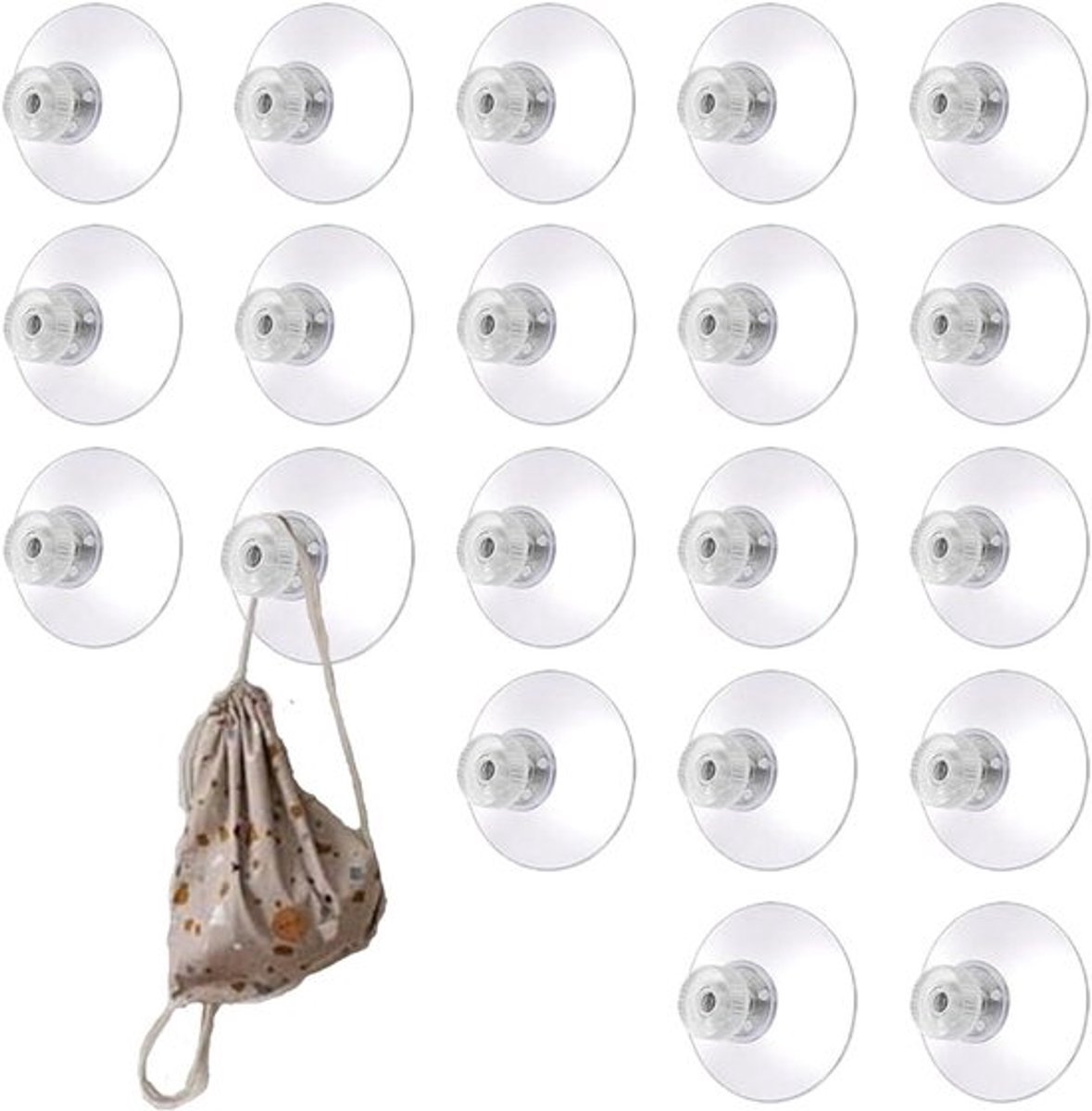 Set transparante zuignappen 30 met schroefdraad, Allecto Plus 20 stuk