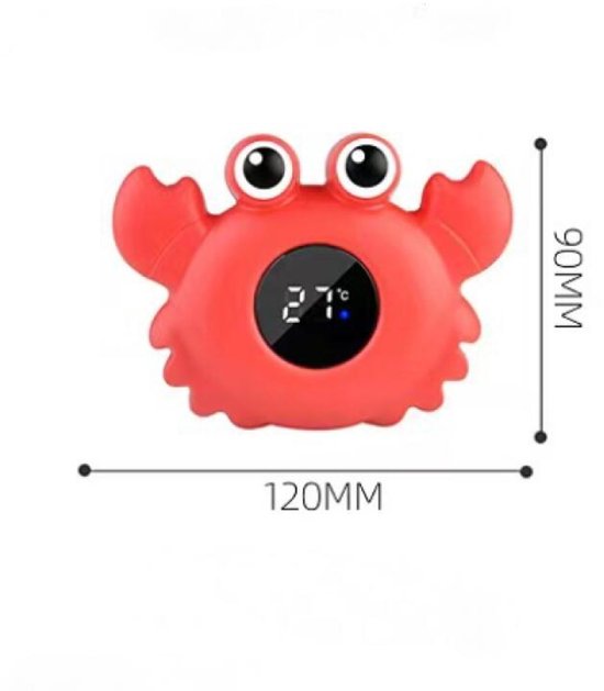 Badthermometer - Elektronische watertemperatuurmeter - Waterthermometer voor het bad - Krab - Veiligheid voor pasgeboren baby's - Drijvend badspeeltje - Cadeau voor peuters, meisjes, jongens en baby's van 1, 2, 3 en 4 jaar - rood — afbeelding 4