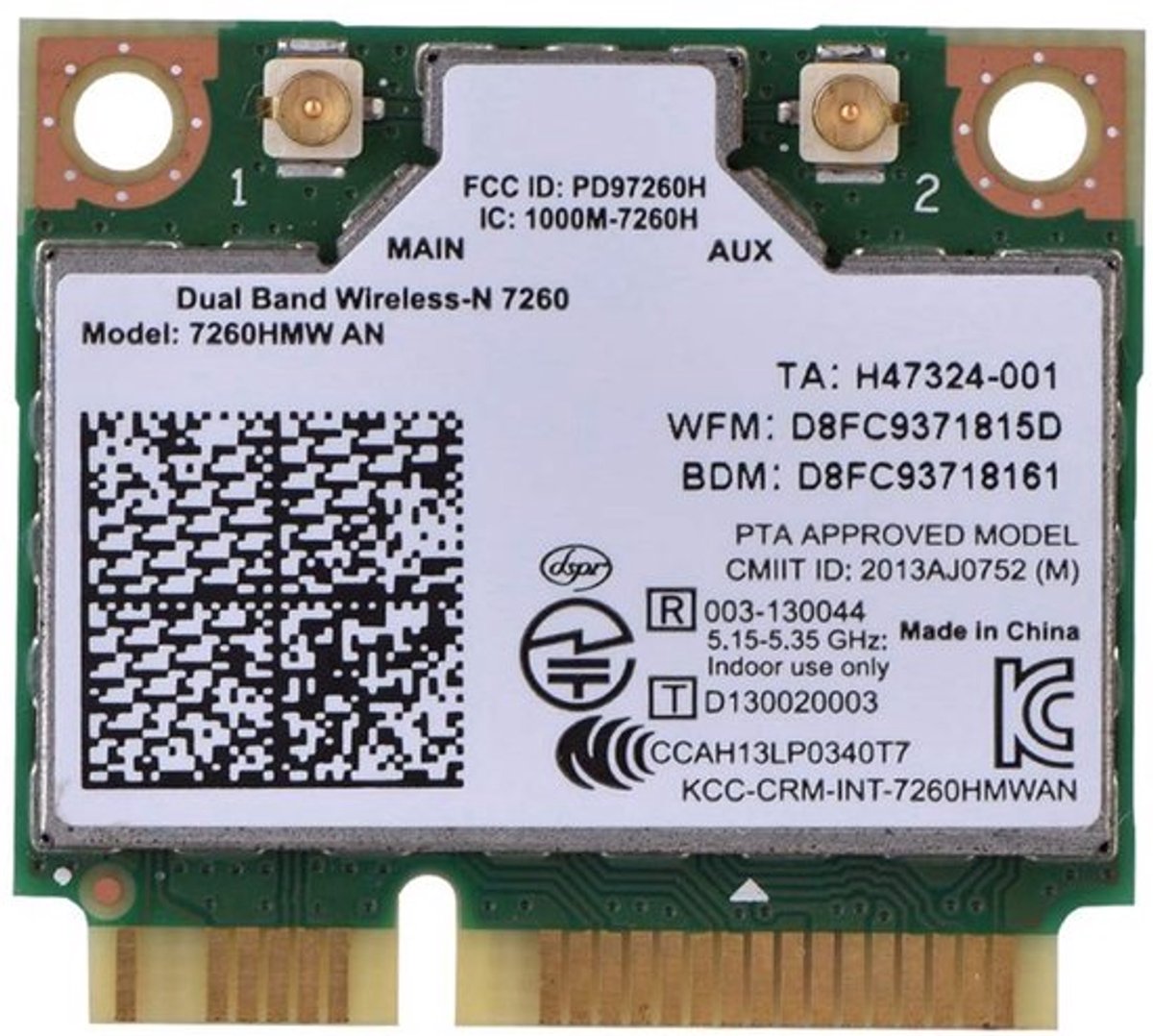 Shopcentral - WiFi Network Card - Dual Band - 300Mbit/s Snelheid - Mini Pci-e