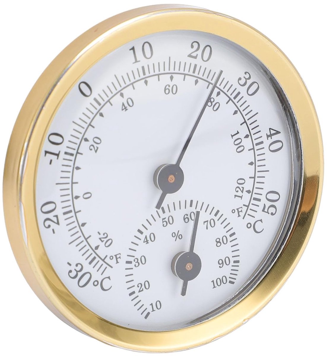 Binnenthermometer Hygrometer - Klimaatmeter - Binnenklimaat Meten - Dubbele Schaal - 56x12 mm - Aluminium