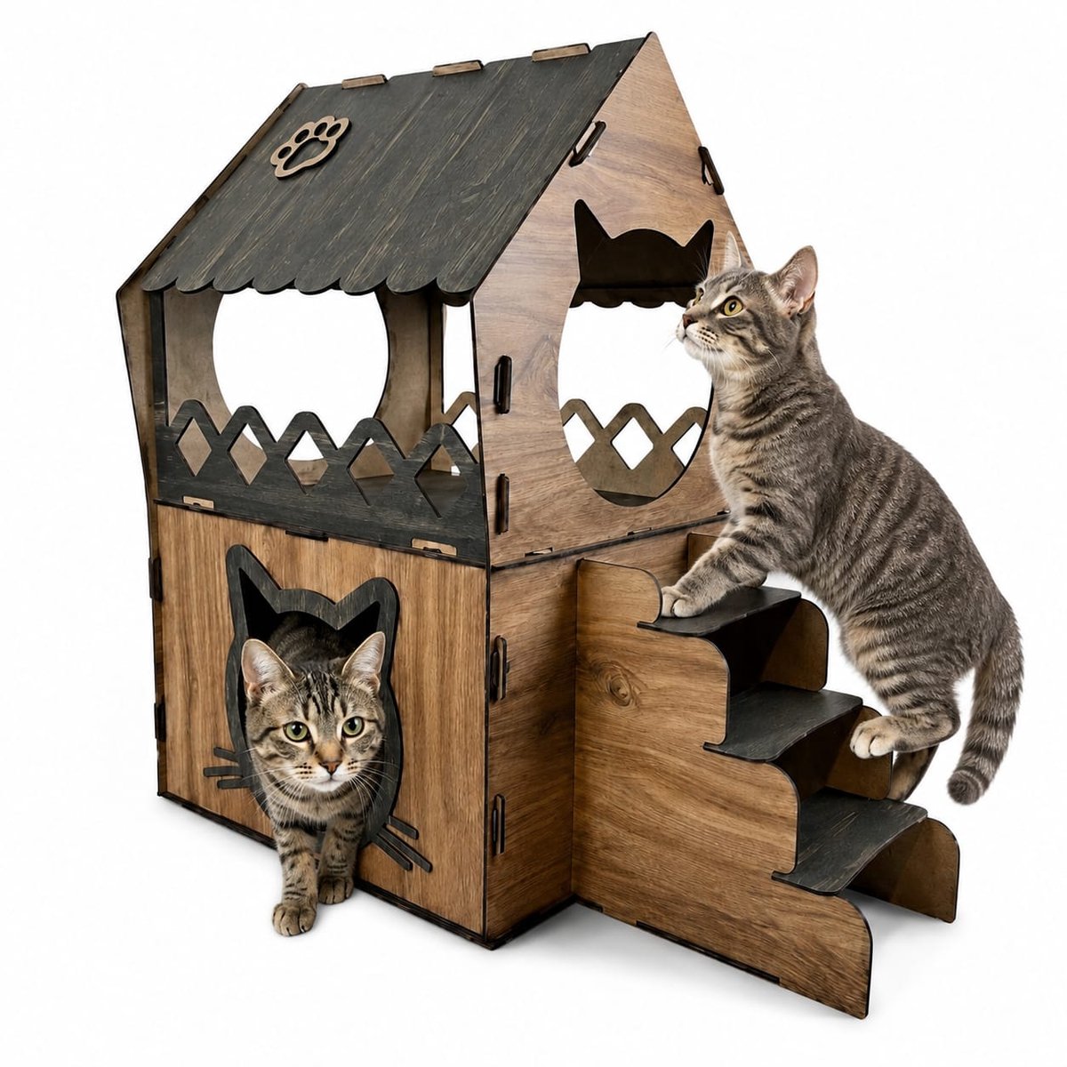 Kattenhuis-MDF-68x35x42 cm- Kattenmeubel- Kattenhuisje-Kattenhok - Kattenkooi-Kattenhuizen-Dierenhuis