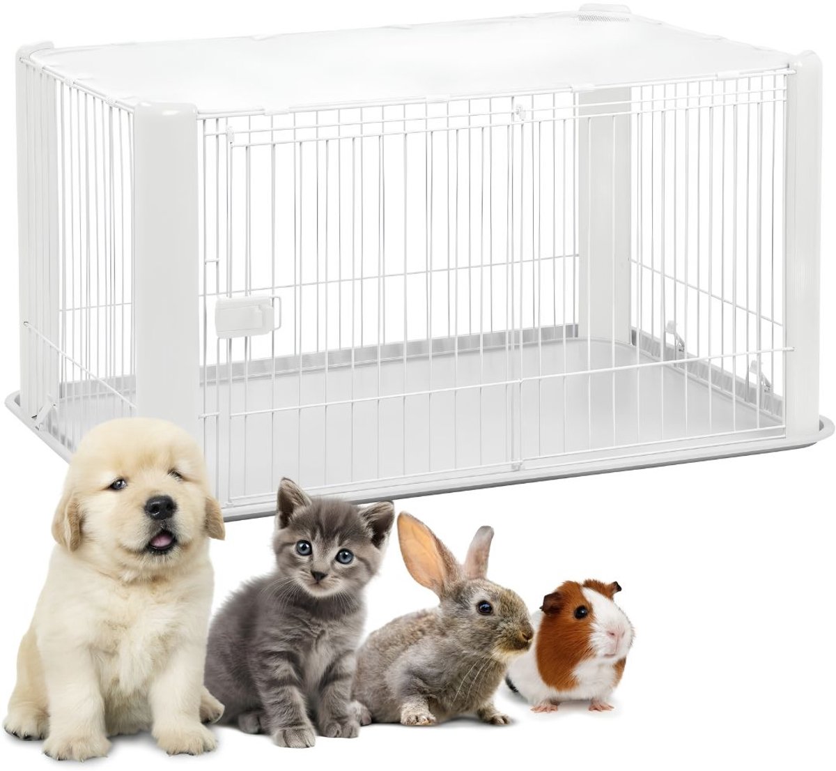 SP® Hondenbench - Bench voor Honden - Hondenbench Opvouwbaar - Wit - 113cm x 79cm x 60cm