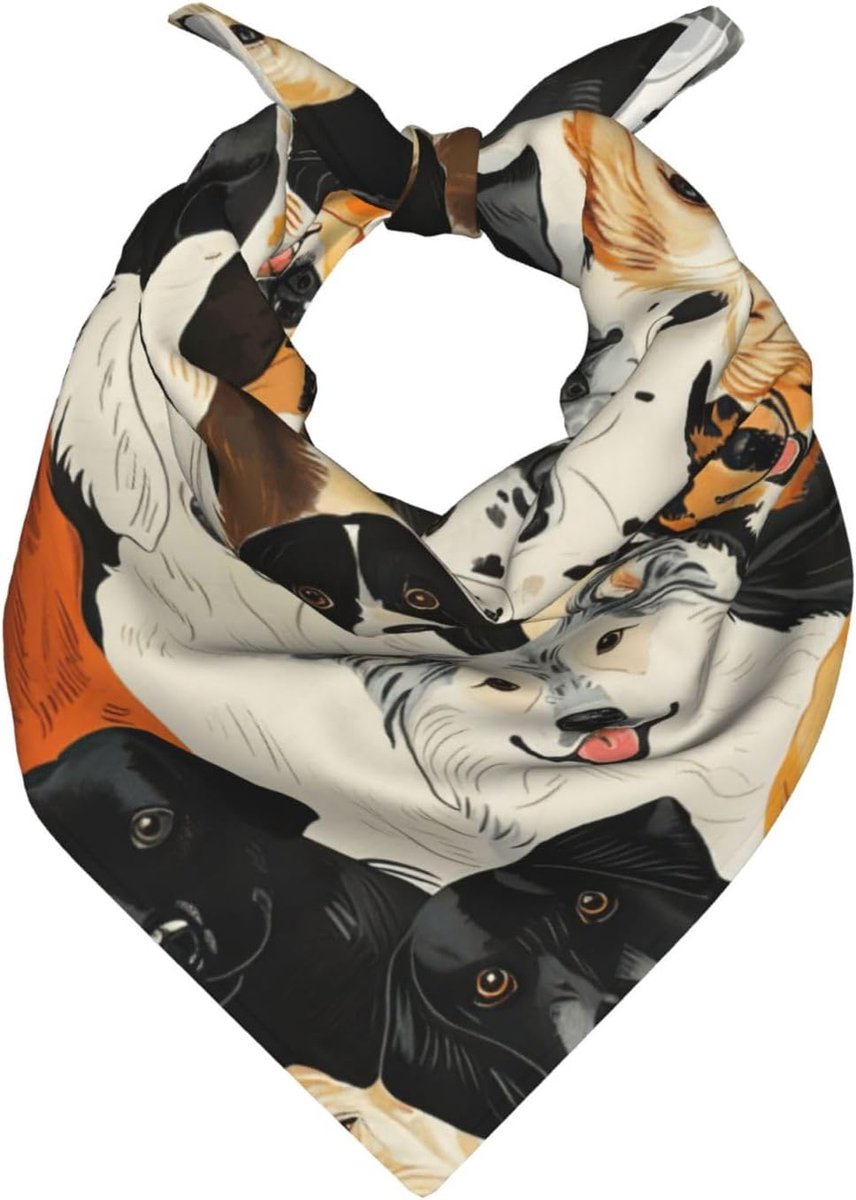 Vierkante Sjaal - Hoofddeksels Accessoire - Outdoor Wear - Ademend Polyester Satijn - 55x55 cm - Honden Patroon Print