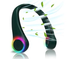 Nek Ventilator - Bladeless Nek - 4000 mAh - Draagbare Nekventilator met Koeling - stil - met led - USB-opladen - Mini Nek Fan - Gezichtsventilator & Handventilator - draagbare ventilator voor buiten ，binnen, reizen, sport - 1 Donkergroen