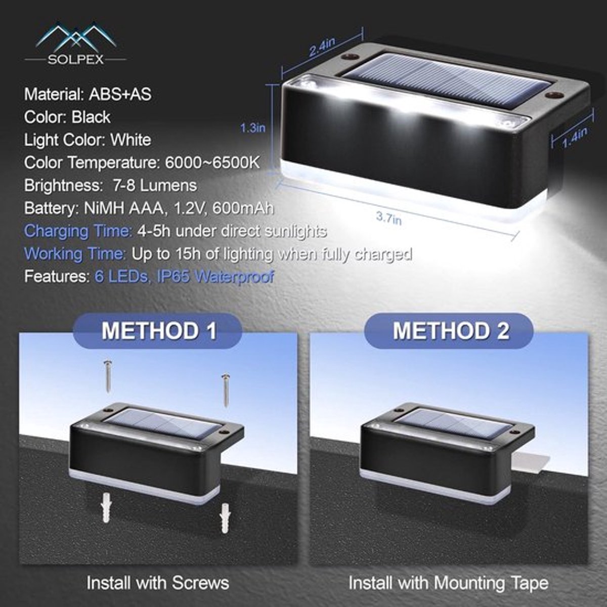 Waterdichte LED verlichting voor solar traptrappen Allecto Plus