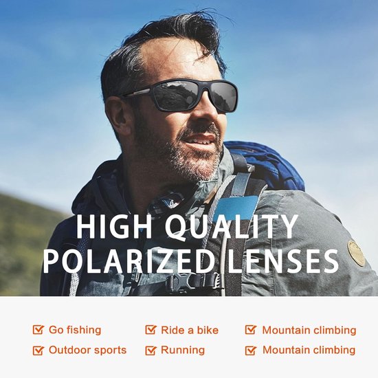 Polariserende Sport Zonnebril - Fietsbril - Hardloopbril - Gepolariseerde Sportzonnebrillen - UV 400-Bescherming - Spiegelglazen - Wrap-Around Model - Autorijden, Fietsen, Hardlopen, Vissen, Rotsklimmen — afbeelding 2
