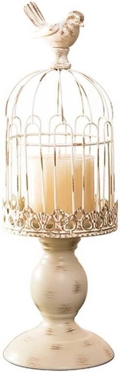 Kandelaar Vogelkooi - Decoratieve Houder - Sfeervol Dineren - Stabiele Textuur Basis - 11 x 33 cm - Zwart Goud