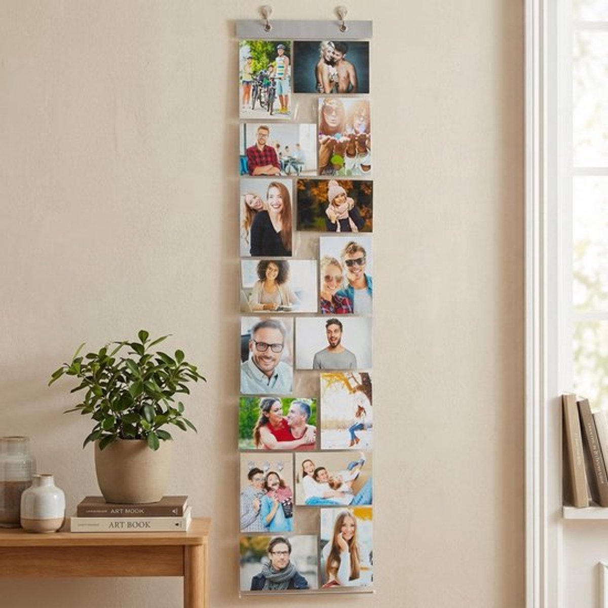 Wandfotogalerij met 16 vakken kaartgordijn