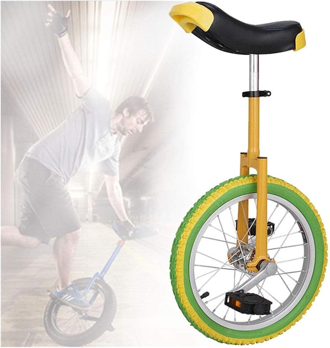 Eenwieler - Verstelbare fiets - Balans oefenen - Antislip pedalen - 16 inch - Rood en zwart