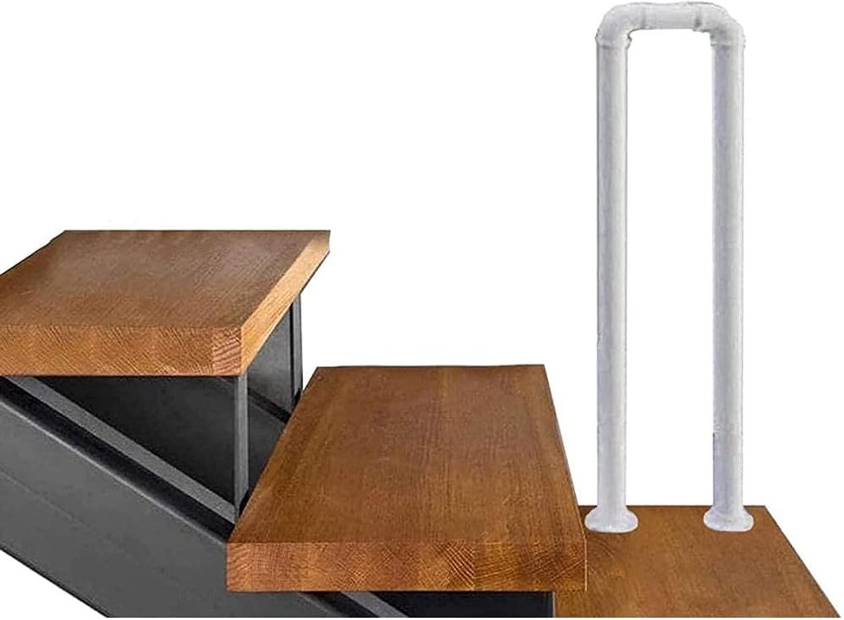 Industriële Trapleuning - Veiligheidsreling Buiten - Trap Lopen - Stevig Smeedijzer - 95 cm Hoog - Wit