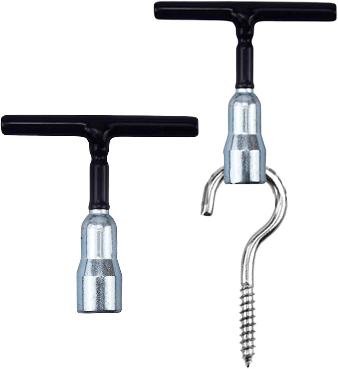 Moerschroevendraaiers Set - T-greep gereedschap - Montage en reparatie - Ergonomische drukverdeling - 2 delig - Grijs
