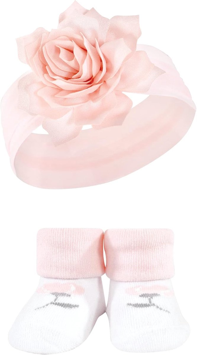 Baby Meisjes Set - Hoofdband Sokken - Cadeau Geven - Compleet Accessoire Pakket - One Size - Roze Zwart — afbeelding 5