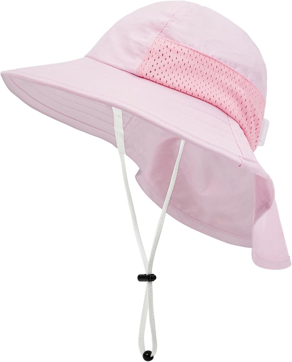 Babyzonnehoed - Kinderhoed - Zomerse Bescherming - UV Bescherming UPF 50+ - Verstelbaar - Ponceau